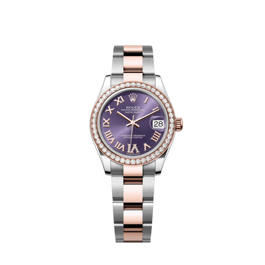 Rolex Datejust 278381RBR 'Ladies' Stainless Steel Rose Gold Aubergine Purple Dial Diamond Bezel Oyster (2022)