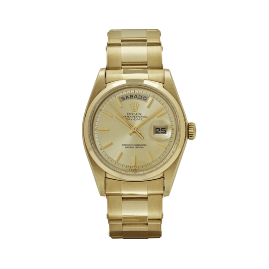 Rolex Day-Date 1802 Vintage Spanish Calendar Oyster Bracelet Domed Bezel Champagne Dial