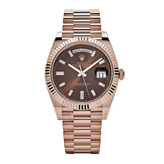 Rolex Day-Date 228235 Rose Gold Chocolate Baguette Diamond Dial (2022)