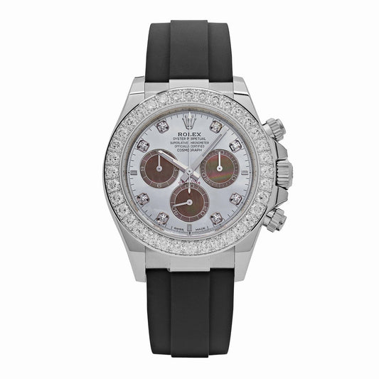 Rolex Daytona Cosmograph 126589RBR White Gold Mother of Pearl Dial Diamond Bezel