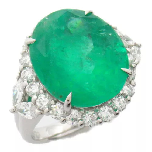 *10%OFF* FINE JEWELRY 10.17ct Emerald 1.37 Diamond Ring PT900 Platinum US＃6
