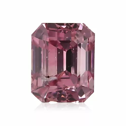 0.32 Carat Fancy Intense Purplish Pink Diamonds Natural Emerald Cut, I1 Clarity