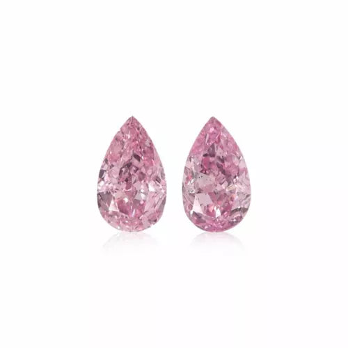 0.18 Carat Fancy Intense Purplish Pink Loose Diamond Natural Color Pear Pair GIA